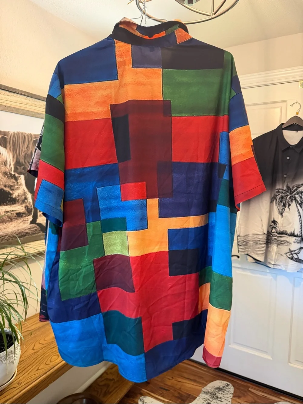 Multicolor Men's Short Sleeve Button-Up Shirt